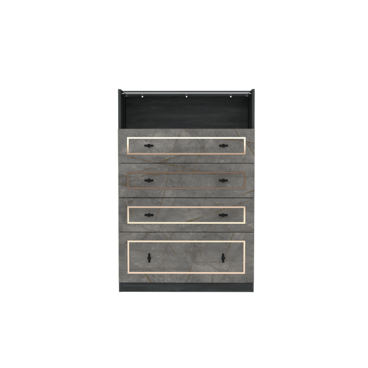 ตู้ลิ้นชัก 4 ลิ้นชัก WISDOM DESIGN FURNITURE รุ่น GDW-801 80 ซม. สีแอชเกรย์/บราวน์มาร์เบิ้ล